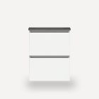Robern 24219100NB00002 Curated Cartesian Vanity, 24" H X 15" L X 21" D, Two Drawer, White Glass, Plumbing Drawer, Full Drawer, Engineered Stone 25 Vanity Top, Stone Gray (Silestone EXpo Grey)