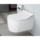 Duravit 2529590092 ME by Starck 1.6 GPF Dual Flush Wall Mounted One Piece Elongated Toilet Bowl In White (Seat Sold Separately)