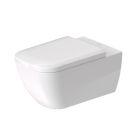 Duravit 2550090092 Happy D.2 0 1.6 GPF Dual Flush Wall Mounted One Piece Elongated Toilet Bowl with Lever Hand in White (Seat Sold Separately)