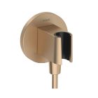 Hansgrohe 26888141 FixFit S Round Wall Outlet with Hand Shower Holder in Brushed Bronze (Hose Sold Separately)