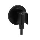 Hansgrohe 26888671 FixFit S Round Wall Outlet with Hand Shower Holder in Matte Black (Hose Sold Separately)