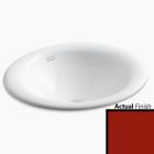 Kohler 2804-P5-R1 Iron Bell Vessel Drop-in or Wall-Mount Bathroom Sink with Glazed Underside in Roussillon Red