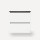 Robern 30219100NB00002 Curated Cartesian Vanity, 30" H X 15" L X 21" D, Two Drawer, White Glass, Plumbing Drawer, Full Drawer, Engineered Stone 31 Vanity Top, Stone Gray (Silestone EXpo Grey)