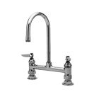 T&S Brass B-0320 Deck Mount Double Pantry Faucet with 8-Inch Centers, Rigid Gooseneck and Lever Handles