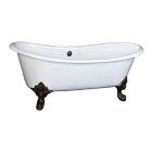 Barclay CTDSN73L-WH-CP Nelson Cast Iron Double Slipper Tub In White/