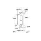 Baldwin 6339.R158 Right Handed Extended lip for 1-1/2", 2", 2-1/2" Backset Latch, Non-Lacquered Brass