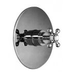 Harrington Brass Works 32-388-N4T-20-014 Chelsea Cross Thermostatic Trim with Solid Brass Round Plate and Single Handle in Polished Nickel