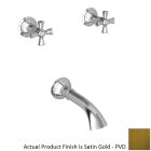 Newport Brass 3-2405/24S Aylesbury Double Handle Tub Filler with Tub Spout and Metal Cross Handles in Satin Gold PVD 