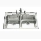 Kohler 3246-4-NA Ballad Double equal self-rimming kitchen sink with four-hole faucet punching