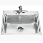 Kohler 3258-1-NA Ballad Single-basin self-rimming kitchen sink with single-hole faucet punching