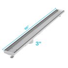 QM Drain 33.630.96HF ST Delmar 96" Length Mist (Tile-In) Adjustable Kit Linear Drain with 3" High Flow Outlet in Satin