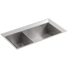 Kohler 3389-H-NA Poise 33" Length Double Basin Under-Mount 16-Gauge Kitchen Sink with SilentShield in Stainless Steel