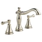 Delta 3597LF-PNMPU Cassidy® 1.2 GPM Deck Mounted Two Handles Widespread Bathroom Faucet with Pop-Up Drain Assembly in Polished Nickel