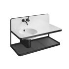 Dornbracht 38002668-330010 Meta Steel 39" W X 25" H X 19" D Wall Mounted Lavatory Set with Left Side Sink, Faucet and Pop Up Drain in White and Matte Black
