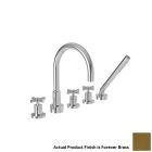 Newport Brass 3-997/01 Forever Brass (PVD) East Linear Triple Handle Roman Tub Faucet with Handshower and Metal Cross Handles