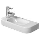 Duravit 07115000091 Happy D.2 20" L X 9" W X 4.33 H Rectangular Wall Mounted Handrinse Bathroom Sink without Overflow and Single Faucet Hole on Left in White with Wonder Gliss