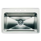 Blanco 440280 33" Single Bowl Drop In Stainless Steel Sink with 18-Gauge, 18/8 Chrome/Nickel Content, 3-1/2 Inch Drain and 3 Pre-Drilled Faucet Holes: 8 Inch Bowl Depth