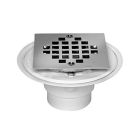 Oatey 42237 PVC Shower Drain with Snap-Tite Square Top Stainless Steel Strainer for Tile Shower Bases, 2-Inch or 3-Inch