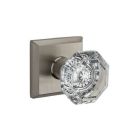 Baldwin 0 FD.CRY.TSR Crystal Dummy Door Knob Set with Traditional Square Trim from, Satin Nickel