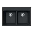 Houzer MADISON N-200 NERO Schock- Madison Series N-200 Topmount 50/50 Double Bowl Kitchen Sink, Nero
