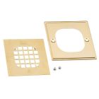 Oatey 42363 Testable 130 Series 4-1/4" W X 4-1/4" H Snap Tite Square Shower Drain Strainer with Ring in Brushed Gold
