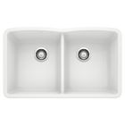 Blanco 440185 Diamond Equal Double Bowl Undermount Kitchen Sink in White