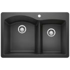 Blanco 440215 Diamond 1-3/4 Double Bowl Dual Mount Undermount Kitchen Sink in Anthracite