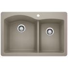 Blanco 441283 Diamond 1-3/4 Double Bowl Dual Mount Undermount Kitchen Sink in Truffle