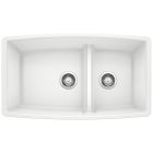 Blanco 441310 Performa 1-3/4 Double Bowl Undermount Kitchen Sink with Low Divide in White