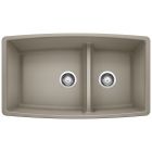Blanco 441315 Performa 1-3/4 Double Bowl Undermount Kitchen Sink with Low Divide in Truffle