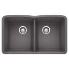 Blanco 441470 Diamond Equal Double Bowl Undermount Kitchen Sink in Cinder