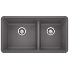 Blanco 441479 Precis 1-3/4 Double Bowl Undermount Kitchen Sink in Cinder