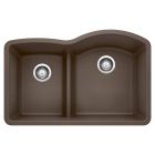 Blanco 441609 Diamond 1-3/4 Reverse Double Bowl Undermount Kitchen Sink with Low Divide in Cafe