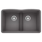 Blanco 442071 Diamond Equal Double Bowl Undermount Kitchen Sink with Low Divide in Cinder