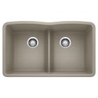 Blanco 442072 Diamond Equal Double Bowl Undermount Kitchen Sink with Low Divide in Truffle
