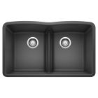 Blanco 442075 Diamond Equal Double Bowl Undermount Kitchen Sink with Low Divide in Anthracite