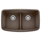 Blanco 442203 Valea Equal Double Bowl Undermount Kitchen Sink with Low Divide in Cafe