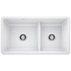 Blanco 442524 Precis Reversible 1-3/4 Double Bowl Undermount Kitchen Sink with Low Divide in White