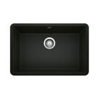 Blanco 442930 Precis 27" L X 18" W X 10" H Undermount Granite Composite Single Bowl Silgranit Kitchen Sink without Overflow in Coal Black