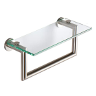 Ginger 4619T-12/SN Kubic 12 Inch Shelf With Towel Bar, Plain Rosette in Satin Nickel