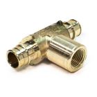 Uponor LF7707575 Wirsbo ProPEX LF Brass Fire Sprinkler Adapter Tee, 3/4" PEX x 3/4" PEX x 1/2" FNPT