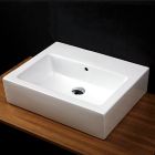 Lacava 5464-00-001 Aquagrande Wall-mounted or vessel porcelain washbasin with overflow, 23 5/8"W x 18 1/2"D x 6"H, no faucet holes. in White
