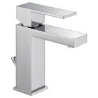 Delta 567LF-PP Modern 1.2 GPM Single Hole Bathroom Faucet with Push Pop Up Drain Assembly in Chrome