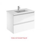 Emory & Bond 580232WH Vanity Set consisting of Vota Series Wall-mount Vanity Cabinet 32" x 18" with 2 Drawers in High Gloss White - Porcelain Vanity Top in White with 1-Hole 