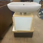 Duravit 615206 Wall Mount Vanity Base 15-3/4" X 15-3/4" X 14-1/4", White door/Cherry body, right hinge (Sink Sold Separately)