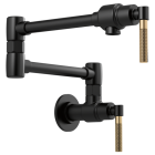 Brizo Litze® 62843LF-BLGL Wall Mount Pot Filler with Knurled Handle Kit in Matte Black/Luxe Gold
