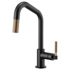 Brizo 63063LF-BLGL Litze Pull-Down Faucet With Angled Spout And Knurled Handle In Matte Black / Luxe Gold