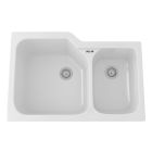 Rohl 6337-00 Allia Fireclay Kitchen Sinks 2 Bowl Undermount Sink in White