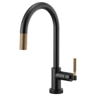 Brizo Litze® 64043LF-BLGL SmartTouch® Pull-Down Kitchen Faucet with Arc Spout and Knurled Handle in Matte Black/Luxe Gold