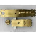 Baldwin 6556.060 Charleston Entrance Trim in Satin Brass and Brown (Oxidized, relieved and lacquered)